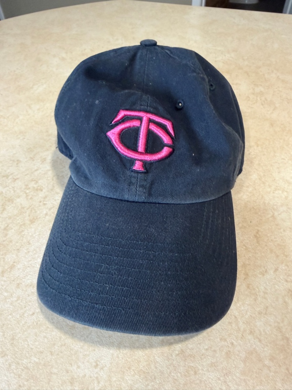 Minnesota Twins Navy Baseball Cap with Pink Logo
